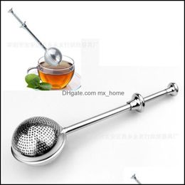 Tea Strainers Teaware Kitchen Dining Bar Home Garden Infuser Stainless Steel Teapot Strainer Ball Shape Push Style Mesh Philtre Reusable M