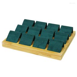 Jewellery Pouches Bags Bamboo And Wood 12-Digit Earring Tray Earrings Display Pendant Fashion Stand Props Green Edwi22