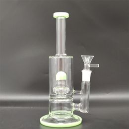 8.7in Light Green Glass Bong Hookah Bong Glass Water Pipe Thick Beaker Bongs 14mm Bowl Joint