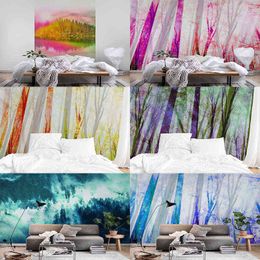 Home Decor Psychedelic Tapestry Misty Forest Natural Landscape Wall Hanging Art Room 230x180cm J220804