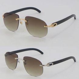 Metal Rimless Original Black Buffalo Horn Sunglasses Woman White Genuine Natural Horn Large Round Latest Fashion Sun glasses Man 18K Gold UV400 Frame Size:56-18-140MM