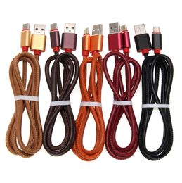 25cm 1m USB Type C Fast Charger Cables PU Leather Micro V8 Cable for Huawei Xiaomi Redmi Fast Charging USB-C Data Cord Wire