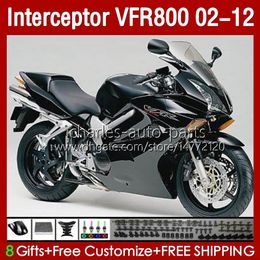 Fairings For HONDA Interceptor VFR800 VFR 800 RR CC 800RR VFR800RR 02 03 04 05 06 07 Factory Black Body 129No.80 800CC 2002 2008 2009 2010 2011 2012 VFR-800 02-12 Bodywork