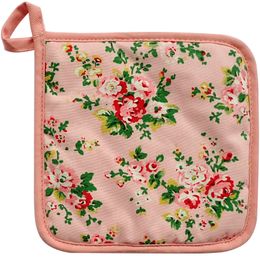 Pot holder 20x20cm pink flower Hot pad heat-resistant cotton