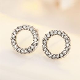 Stud Trendy Silver 925 Earrings For Women Jewellery Fashion Zircon Round Earring Female Bride Wedding Accessories With Stones Moni22