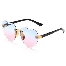 Heart Rimless Sunglasses Ocean Lenses UV 400 Protection Cute Children Adult Outdoor Travel Eyewear for Girls Boys 220705