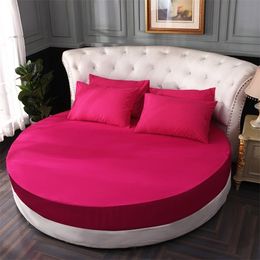 100% Cotton round Bed Fitted Sheet Round bedspread Non-slip Mattress Cover Romantic Solid Colour Round Bed Sheet T200901
