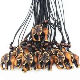 -Coole Jungen Herrenschmuck tibetische Stile glückliche Elefanten Charme Anhänger Halsketten Geschenke Yak Knochengeschnitzte Seil Halskette Mn230-1292U