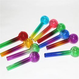 Colourful Smoking Hand Pipes glass oil burner pipe with Approx 10cm Thick Pyrex Heady material tobacco dab straw pipe