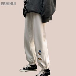 EBAIHUI Men's Trousers Cartoon Printing Corset Sweatpants Lace Up Elastic Waist Mid-waist Male Pencil Pants Loose Casual