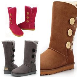 Hot sell classical style tall 3 Button U1873 women snow boots soft Sheepskin fur keep warm boot U tag dustbag card Beautiful gifts top quality