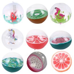 40cm Transparent PVC Beach Balloon Cartoon Fruits Filled Inflatable Ball Unicorn Crab Watermelon Orange Kiwi Water Balloons Swimming Pool INS Inflatable