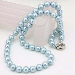 Light blue Akoya Shell Pearl Necklace