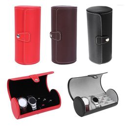 Watch Boxes & Cases Stylish Storage 2 Slots Jewellery Cylinder Box For Holder Display CaseWatch Hele22