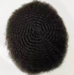 African American Male Wigs Brazilian Virgin Human Hair Pieces 6mm Afro Wave Full Lace Toupee for Black Man Kinky Curl Express Delivery