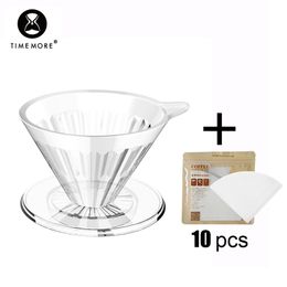 TIMEMORE Store V60 Coffee Philtres Reusable Portable Cup Pc By Hand Send 10 Pcs Of Philtre Paper For Trave Kitchen Office House 220509