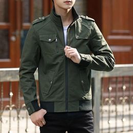 Men's Jackets Men's Spring And Autumn Cotton Stand Collar Multi-Pocket Workwear JacketMen's