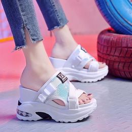 summer women slides super high heel platform canvas fashion shoe Summer Women Shoes Wedges shoes Y200423