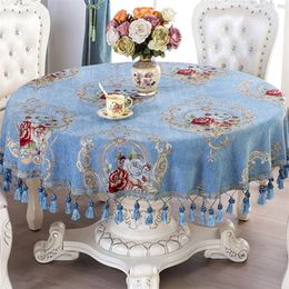 European Style Round/Square Tablecloth with Tassel Embrodered Table Cover for Wedding Decor Christmas Round Table Cloth 201007