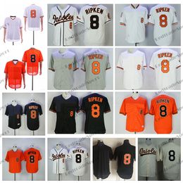 Vintage #8 Cal Ripken Jr Baseball Jerseys Baltimore Mens 2001 White Black Mesh Stitched Jersey Shirts