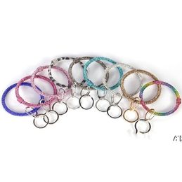 Silicone Wrist Key Ring Women Bangle Circle Car Key Chain Glitter Crystal Rhinestone Bracelet Keychain Ewelry Party Favor BBB14892