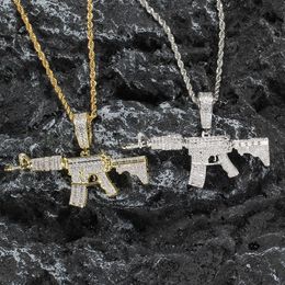 Pendant Necklaces Hip Hop Claw Setting 3A CZ Stone Bling Iced Out Gun Pendants For Men Rapper Jewellery GiftPendant