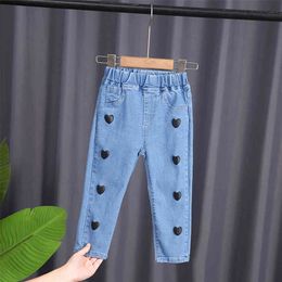 Baby Jeans Heart Pattern Jeans For Girls Spring Autumn Jeans Baby Girl Casual Style Baby Girl Clothes 210412