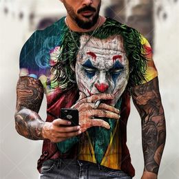 Summer 3D Printed Evil Clown Pattern Loose T Shirt For Men Trend Oversized Personality Short Sleeve Harajuku Punk Tops 220521