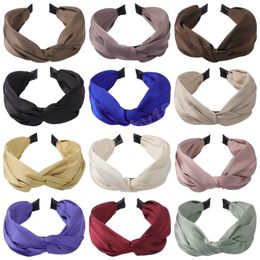 Fashion Satin Solid Colour Hair Bands For Women Girls Hair Hoop Hairbands Elegant Bowknot Headband Headwear Hair Accessories