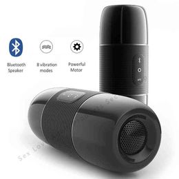 NXY Masturbators Bluetooth Speaker Male Masturbator 10 Modes Vibrator Wireless Audio Vagina Real Pussy Sex Toys For Men Masturbador Masculino 220507