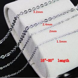 Chains 1.5/2/2.4/3.2mm 100pcs/Lot Fashion Stainless Steel Silver Color Cross Chain Men Necklace Finding Pendant DIY Wholesale JewelryChains