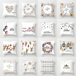 45cmx45cm Christmas Cushion Cover Decorations for Home Xmas Gifts Navidad Happy christmas accessories navidad Y201020