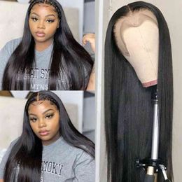 Straight Wig Lace Frontal 13x6 Front Transparent s Human Hair s 180% 200%Brazilian s 30 Inch 220608