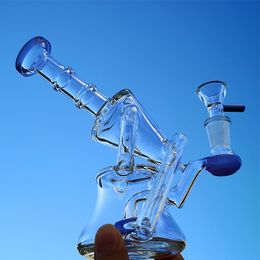 7 Inch Recycler Dab Rig Sidecar Glass Water Pipes 14mm Female Joint Oil Dab Rigs Showerhead Perc Colorful Glass Bongs Waterpipe Smoking Bong With Bowls