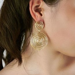 Dangle & Chandelier IngeSight.Z Matte Gold Colour Irregular Geometric Twisted Drop Earrings Women Leaves Love Heart Piercing JewelryDangle