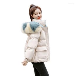 Women's Down & Parkas Warm Cotton Clothing 2022 Women Winter Jacket Lady Elegant Loose Slim Coat Fashion Fur Hooded Bread Padded Coats OK102