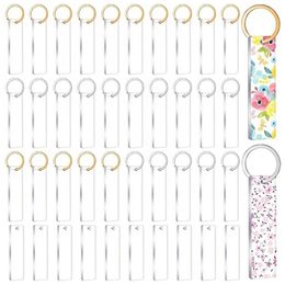 40Pieces Blanks Song Key Chain Acrylic Keychains Blank Acrylic Transparent Rectangle Discs with 30Pieces Metal Key Chain 220516