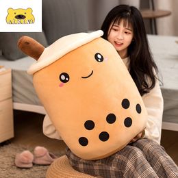 Bubble Tea Plush Toy Boba Milk Cup Shaped Pillow Real Life Food Stuffed Soft Back Cushion Gift Kid Birthday 220531