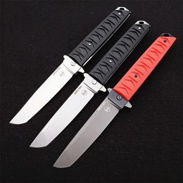 New Flipper Folding Knife D2 Tanto Point Blade Nylon Fibre With Steel Sheet Handle Ball Bearing Fast Open Knives 2 Handle Colours