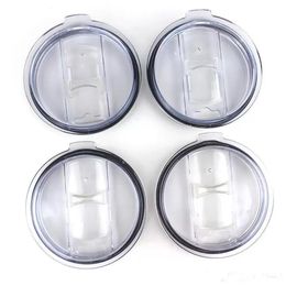 Transparent Plastic Cups Sliding Switch Cover Drinkware Lid for 20 30 oz Cars Beer Mugs Splash Spill Proof LXL1183-1