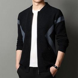 Men's Sweaters Men's Knitted Sweater Jacket Male Fashion High Quality Brand Slim Fit Autumn Long Sleeve Cardigan Wool Coat S43Men's