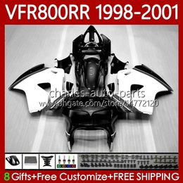 Body Kit For HONDA Interceptor VFR 800RR 800 CC White Black RR VFR800RR 1998 1999 2000 2001 Bodywork 128No.100 VFR-800 800CC VFR800R 98-01 VFR800 RR 98 99 00 01 Fairing