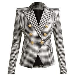 Frauenanzüge Blazers High Fashion 2022 Designer Blazer Frauen Langarm Metal Lion Knöpfe Hound TOTH DRUCK Jackewomen's's