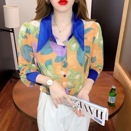 Women's Blouses & Shirts Selling Women Tops Korean Fashion Long Sleeve Blouse Casual Ladies Work Button Up Shirt Female Ay01046Women's