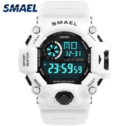 Watches Men Digital Watch White SMAEL Sport Watch 50M Waterproof Auto Date relogio masculino Digital Military Watches Mens Sport 220517