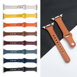 Watch Bands Leather Strap Compatible with Apple Watch 40mm 38mm 44mm 42mm Ladies Men's Slim Sport Replacement Strap for iWatch SE and Series 6 5 4 3 2 1