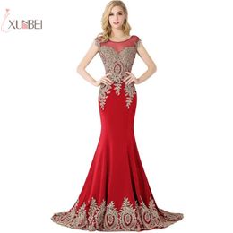 Evening Dresses 2022 Mermaid Long Party Prom Gown Gold Lace Applique Engagement Robes Women Vestidos De Gala