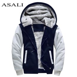 ASALI Bomber Jacket Men Brand Winter Thick Warm Fleece Zipper Coat per Mens SportWear Tuta Felpe con cappuccio europee maschili 201127