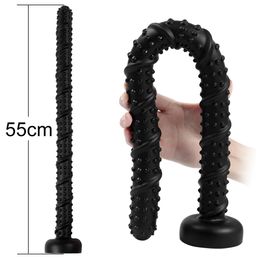 55cm Sucking Cup Anal Plug Safe Material Butt Masturbator Anus Massager Soft Silicone Dildo G-spot Clit Stimulator Adult sexy Toy