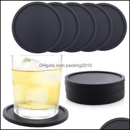 6 Colors Sile Coasters Non-Slip Cup Heat Resistant Mate Soft Coaster For Tabletop Protection Fits Size Drinking Drop Delivery 2021 Mats P